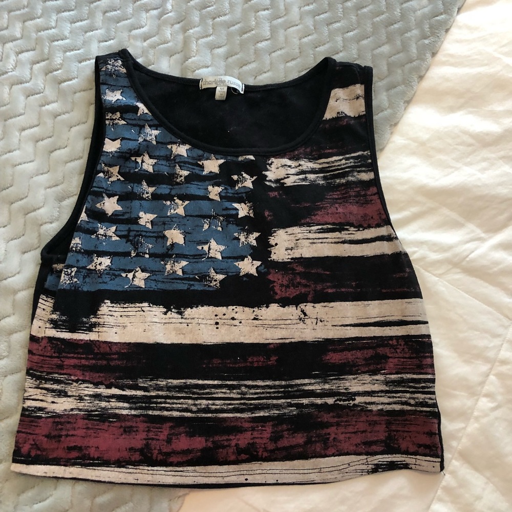 American flag crop top t-shirt.